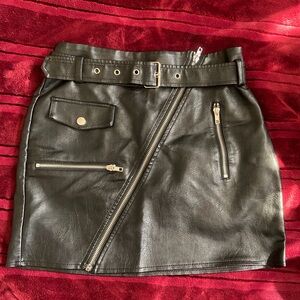 Fashion Nova Black Faux Leather Mini Skirt
